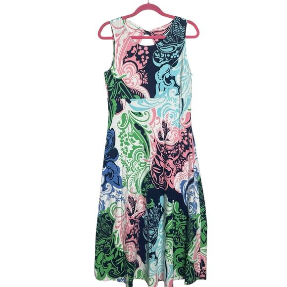 Talbots Maxi Dress L Petite Sleeveless Paisley Print Twist Back Keyhole Stretch - Picture 2 of 9